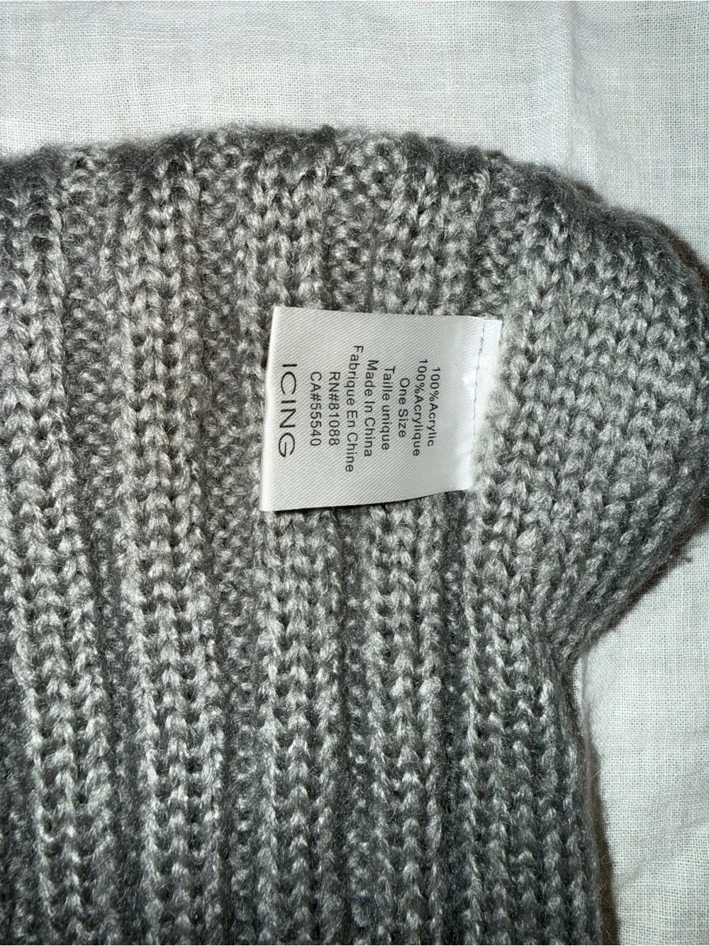 Icing Ribbed Knit Gray Head Wrap with Fold Detail